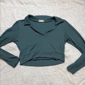 Altar'd State Deep Teal V-Neck Crop Top